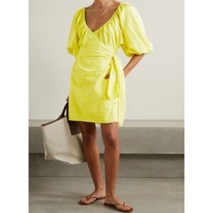 $300+ NWT Mara Hoffman Organic Cotton Linen Swim Mini Wrap Dress in Citrus/S